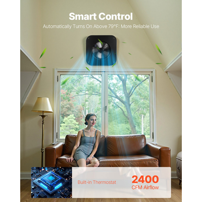 VEVOR Solar Roof Attic Exhaust Fan 35W with Smart Thermostat Brushless Motor