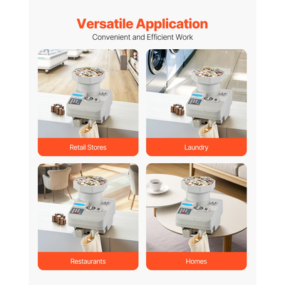 VEVOR Coin Counter Professional Οθόνη LED Διαλογής νομισμάτων Χωράει έως και 11000 νομίσματα