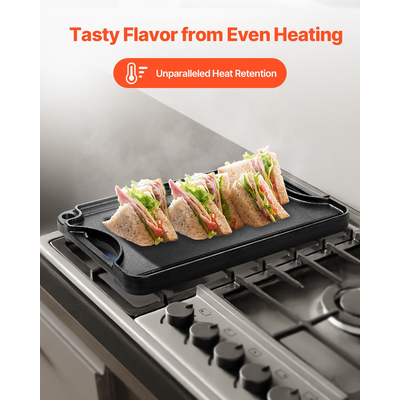 VEVOR 14x8.5 σε αναστρέψιμη σχάρα ψησταριάς προ-ωριμασμένο μπάρμπεκιου μαντεμένιο τηγάνι