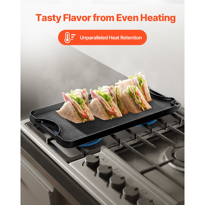 VEVOR 20x10 σε αναστρέψιμη σχάρα ψησταριάς προ-ωριμασμένο μπάρμπεκιου μαντεμένιο τηγάνι