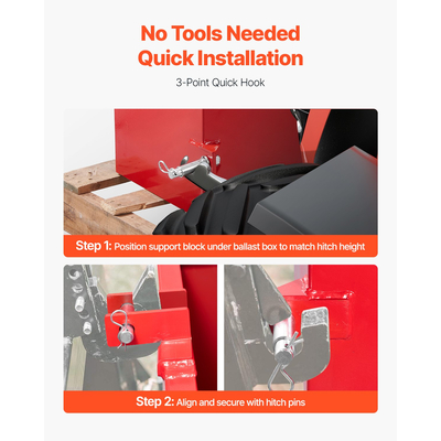 VEVOR Ballast Box 3 Point Κατηγορία 1 Tractor Quick Tach Hitch Αντίβαρο κόκκινο