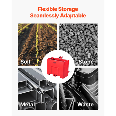 VEVOR Ballast Box 3 Point Κατηγορία 1 Tractor Quick Tach Hitch Αντίβαρο κόκκινο