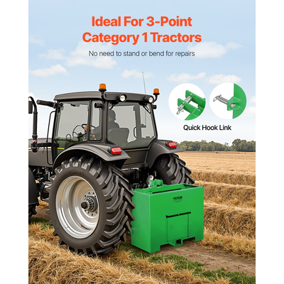 VEVOR Ballast Box 3 Point Κατηγορία 1 Tractor Easy Tach Hitch Αντίβαρο πράσινο