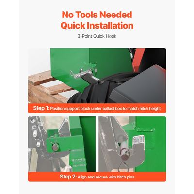 VEVOR Ballast Box 3 Point Κατηγορία 1 Tractor Easy Tach Hitch Αντίβαρο πράσινο