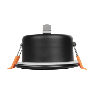 GloboStar® 60888 GASPAR Χωνευτό Στρόγγυλο Σποτ Οροφής για Λάμπα MR16/GU10 IP65 - Αλουμίνιο & Γυαλί - Φ8.5 x Υ4.2cm - Μαύρο & Διάφανο - 5 Χρόνια Εγγύηση