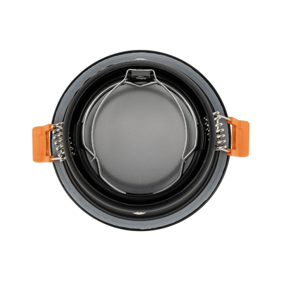 GloboStar® 60891 GASPAR Χωνευτό Στρόγγυλο Σποτ Οροφής για Λάμπα MR16/GU10 IP65 - Αλουμίνιο & Γυαλί - Φ8.5 x Υ4.4cm - Μαύρο & Διάφανο - 5 Χρόνια Εγγύηση