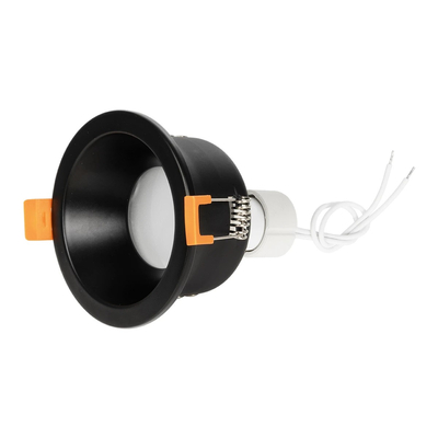 GloboStar® 60891 GASPAR Χωνευτό Στρόγγυλο Σποτ Οροφής για Λάμπα MR16/GU10 IP65 - Αλουμίνιο & Γυαλί - Φ8.5 x Υ4.4cm - Μαύρο & Διάφανο - 5 Χρόνια Εγγύηση