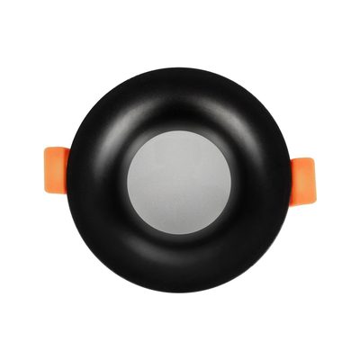 GloboStar® 60893 GASPAR Χωνευτό Στρόγγυλο Σποτ Οροφής για Λάμπα MR16/GU10 IP65 - Αλουμίνιο & Γυαλί - Φ8.5 x Υ3.5cm - Μαύρο & Διάφανο - 5 Χρόνια Εγγύηση