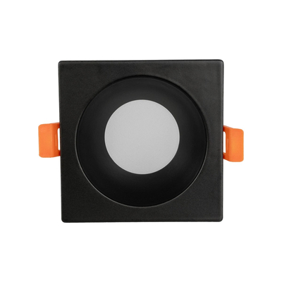 GloboStar® 60895 GASPAR Χωνευτό Τετράγωνο Σποτ Οροφής για Λάμπα MR16/GU10 IP65 - Αλουμίνιο & Γυαλί - Φ8.5 x Υ4.4cm - Μαύρο & Διάφανο - 5 Χρόνια Εγγύηση