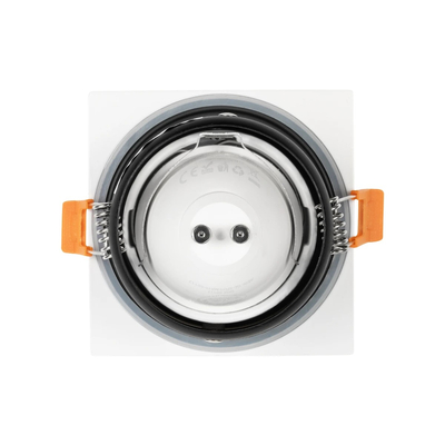 GloboStar® 60896 GASPAR Χωνευτό Τετράγωνο Σποτ Οροφής για Λάμπα MR16/GU10 IP65 - Αλουμίνιο & Γυαλί - Φ8.5 x Υ4.4cm - Λευκό & Διάφανο - 5 Χρόνια Εγγύηση