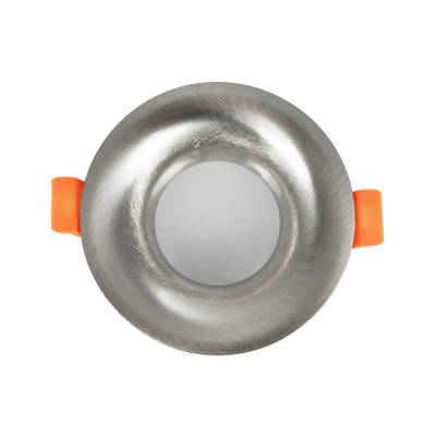 GloboStar® 61317 GASPAR Χωνευτό Στρόγγυλο Σποτ Οροφής για Λάμπα MR16/GU10 IP65 - Αλουμίνιο & Γυαλί - Φ8.5 x Υ3.5cm - Ασημί & Διάφανο - 5 Χρόνια Εγγύηση