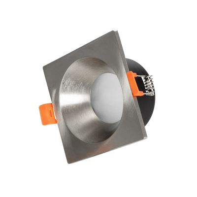 GloboStar® 61318 GASPAR Χωνευτό Τετράγωνο Σποτ Οροφής για Λάμπα MR16/GU10 IP65 - Αλουμίνιο & Γυαλί - Φ8.5 x Υ4.4cm - Ασημί & Διάφανο - 5 Χρόνια Εγγύηση