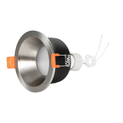 GloboStar® 61461 GASPAR Χωνευτό Στρόγγυλο Σποτ Οροφής για Λάμπα MR16/GU10 IP65 - Αλουμίνιο & Γυαλί - Φ8.5 x Υ4.4cm - Ασημί & Διάφανο - 5 Χρόνια Εγγύηση