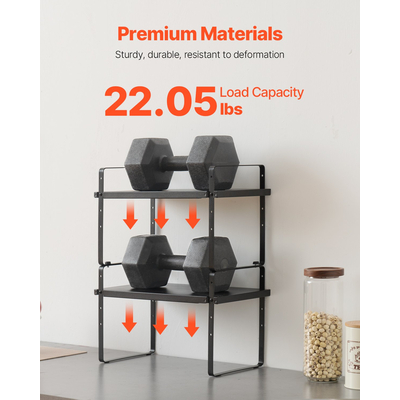 VEVOR 2 Tier Organizer Ντουλάπα Ράφια Πάγκος Ράφια Ατσάλινη θήκη μπαχαρικών