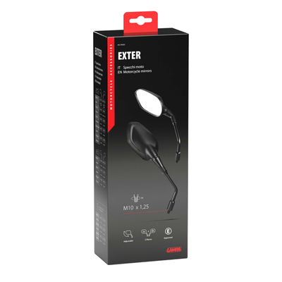 ΚΑΘΡΕΠΤΕΣ MOTO EXTER M10x1,25 DX+SX ΣΕ ΜΑΥΡΟ ΧΡΩΜΑ LAMPA - 2 ΤΕΜ.