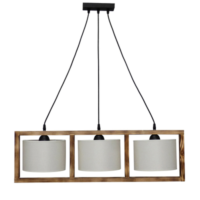 HKF-01 3L WOOD ΛΕΥΚΟ/ΚΡΕΜ-ΚΑΜΕΝΟ ΚΡΕΜΑΣΤΟ Ε/27 ΞΥΛΟ-ΑΜΠΑΖΟΥΡ
