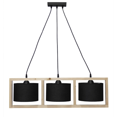 HKF-03 3L WOOD ΜΑΥΡΟ-NATURAL ΚΡΕΜΑΣΤΟ Ε/27 ΞΥΛΟ-ΑΜΠΑΖΟΥΡ