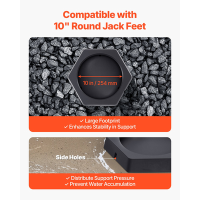 RV Leveling Pads 5000lbs 4 Pcs Rubber Trailer Jack Pads για 10" στρογγυλά πόδια