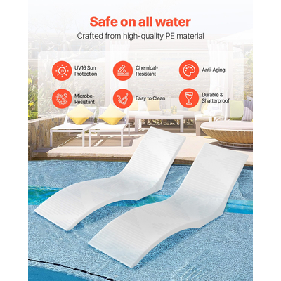 VEVOR Ξαπλώστρες στην πισίνα 2 τμχ Ξαπλώστρα ξαπλώστρας εσωτερική πισίνα