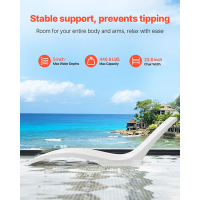 VEVOR Ξαπλώστρες στην πισίνα 2 τμχ Ξαπλώστρα ξαπλώστρας εσωτερική πισίνα