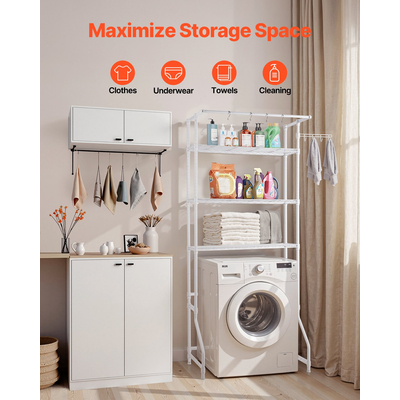 Ράφι αποθήκευσης VEVOR Over Washer and dryer Single Row 3 Tiers Washer Rack White