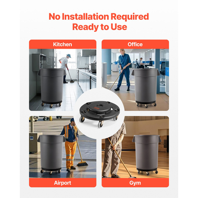 VEVOR Στρογγυλός Κάδος Απορριμμάτων Dolly Fit 20, 32, 44, 55 Galbage Container 500lbs