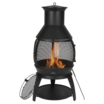 VEVOR Σιδερένιο τζάκι εξωτερικού χώρου Chiminea 22 ιντσών με πλέγμα ψησίματος & παλτό καμινάδας