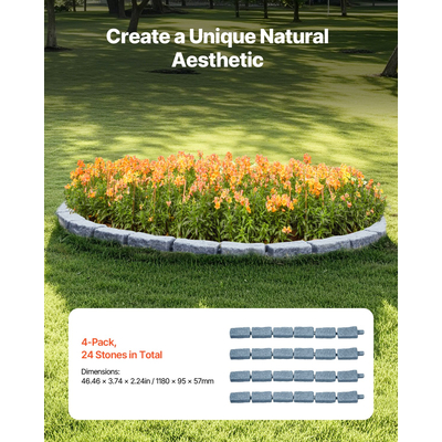 VEVOR Fake Stone Landscape Edge 46,2 x 2,2 in Garden Lawn Edge for Walkway