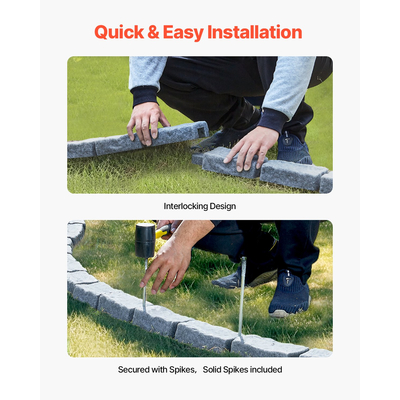 VEVOR Fake Stone Landscape Edge 46,2 x 2,2 in Garden Lawn Edge for Walkway