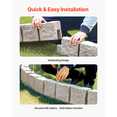 VEVOR Fake Stone Landscape Edge 46,8x3,9 in Lawn Edge Ανθεκτικά στο ξεθώριασμα