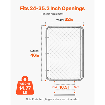 VEVOR Chain Link Fence Gate Fit 2-6 ft x 4 ft Garden Gate Posts Δεν περιλαμβάνονται