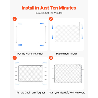 VEVOR Chain Link Fence Gate Fit 2,2-6 ft x 6 ft Garden Gate Posts Δεν περιλαμβάνονται