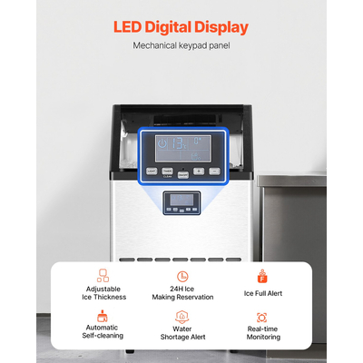 VEVOR Commercial Ice Maker Ανεξάρτητη Μηχανή Ντουλάπας 150lbs/24H 45 Ice Cubes