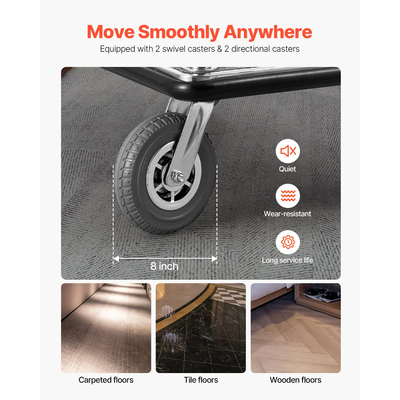 VEVOR Hotel Luggage Cart 1200 LBS Brushed Stainless Steel Finish Cart Bellman&#039;s