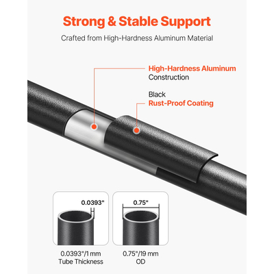 Κάγκελα σκάλας VEVOR 51 Πακέτο 36 σε άξονες αλουμινίου με βίδες/καπάκια ράγας