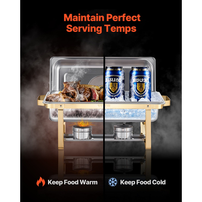 VEVOR 8 Qt 4 Pack Ορθογώνιο σετ μπουφέ για πιάτα πλήρους μεγέθους από ανοξείδωτο χάλυβα