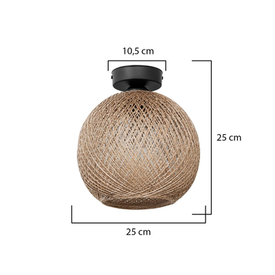GloboStar® CORDE 203-0270 Μοντέρνο Φωτιστικό Οροφής Μπάλα Μονόφωτο 1 x E27 IP20 Μπέζ Σχοίνι - Μ26 x Π26 x Υ30cm