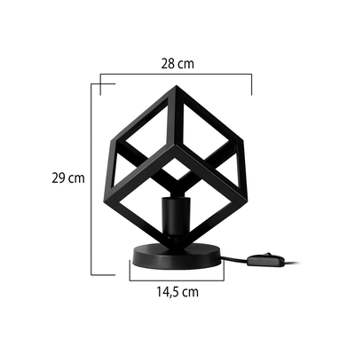 GloboStar® DISE 203-0272 Μοντέρνο Eπιτραπέζιο Φωτιστικό Μονόφωτο 1 x E27 IP20 Μαύρο Πλαστικό - Μ18 x Π18 x Υ22cm