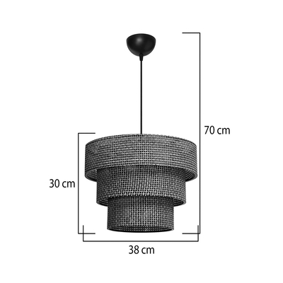 GloboStar® LEVEL 203-0276 Μοντέρνο Κρεμαστό Φωτιστικό Καπέλο Μονόφωτο 1 x E27 IP20 Γκρι Διάτρητο Ύφασμα - Μ30 x Π30 x Υ90cm