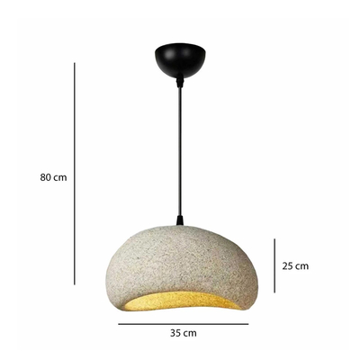 GloboStar® STONE 204-0123 Μοντέρνο Κρεμαστό Φωτιστικό Καμπάνα Μονόφωτο 1 x E27 IP20 Μπεζ Πολυστερίνη με Μπεζ Ρητίνη - Μ31.5 x Π35 x Υ26cm