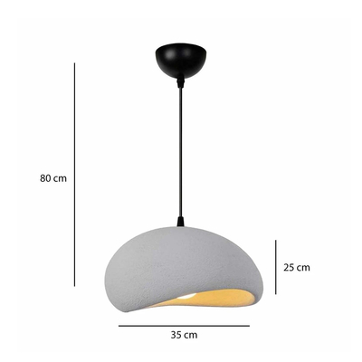 GloboStar® STONE 204-0124 Μοντέρνο Κρεμαστό Φωτιστικό Καμπάνα Μονόφωτο 1 x E27 IP20 Γκρι Πολυστερίνη με Γκρι Ρητίνη - Μ31.5 x Π35 x Υ26cm