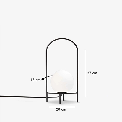 GloboStar® SPIDY 204-0139 Μοντέρνο Eπιτραπέζιο Φωτιστικό Μονόφωτο 1 x E27 IP20 Μαύρο Μέταλλο με Λευκό Γυαλί - Μ20 x Π20 x Υ37cm
