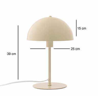 GloboStar® GASCEIO 204-0140 Μοντέρνο Eπιτραπέζιο Φωτιστικό Μονόφωτο 1 x E27 IP20 Μπεζ Μέταλλο - Μ25 x Π25 x Υ39cm