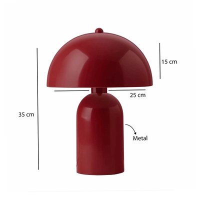 GloboStar® GASCO 204-0148 Μοντέρνο Eπιτραπέζιο Φωτιστικό Μονόφωτο 1 x E27 IP20 Κόκκινο Μέταλλο - Μ25 x Π25 x Υ35cm