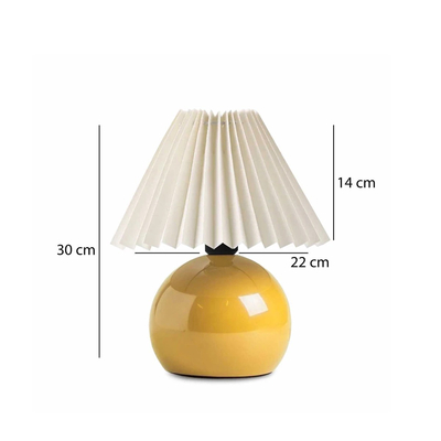 GloboStar® LISBON 204-0155 Μοντέρνο Eπιτραπέζιο Φωτιστικό Μονόφωτο 1 x E27 IP20 Κίτρινο Μέταλλο με Μπεζ Ύφασμα - Μ22 x Π22 x Υ38cm