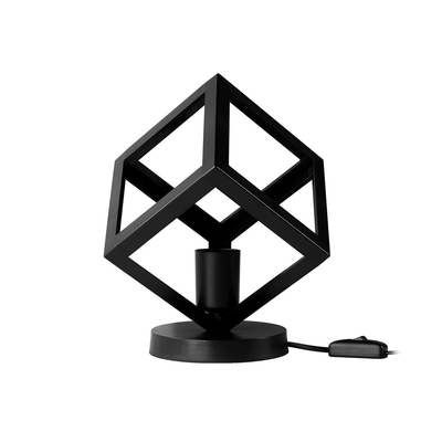 GloboStar® DISE 203-0272 Μοντέρνο Eπιτραπέζιο Φωτιστικό Μονόφωτο 1 x E27 IP20 Μαύρο Πλαστικό - Μ18 x Π18 x Υ22cm