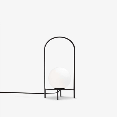 GloboStar® SPIDY 204-0139 Μοντέρνο Eπιτραπέζιο Φωτιστικό Μονόφωτο 1 x E27 IP20 Μαύρο Μέταλλο με Λευκό Γυαλί - Μ20 x Π20 x Υ37cm