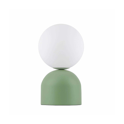 GloboStar® MAGIC 204-0130 Μοντέρνο Eπιτραπέζιο Φωτιστικό Μονόφωτο 1 x E27 IP20 Πράσινο Μέταλλο με Λευκό Γυαλί - Μ13 x Π13 x Υ28cm