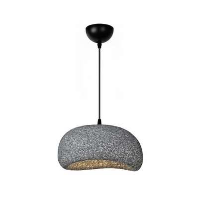 GloboStar® STONE 204-0122 Μοντέρνο Κρεμαστό Φωτιστικό Καμπάνα Μονόφωτο 1 x E27 IP20 Γκρι Πολυστερίνη με Γκρι Ρητίνη - Μ31.5 x Π35 x Υ26cm