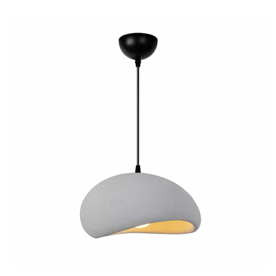 GloboStar® STONE 204-0124 Μοντέρνο Κρεμαστό Φωτιστικό Καμπάνα Μονόφωτο 1 x E27 IP20 Γκρι Πολυστερίνη με Γκρι Ρητίνη - Μ31.5 x Π35 x Υ26cm